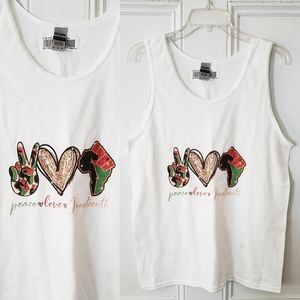 Juneteenth sleeveless tank peace, love, africa